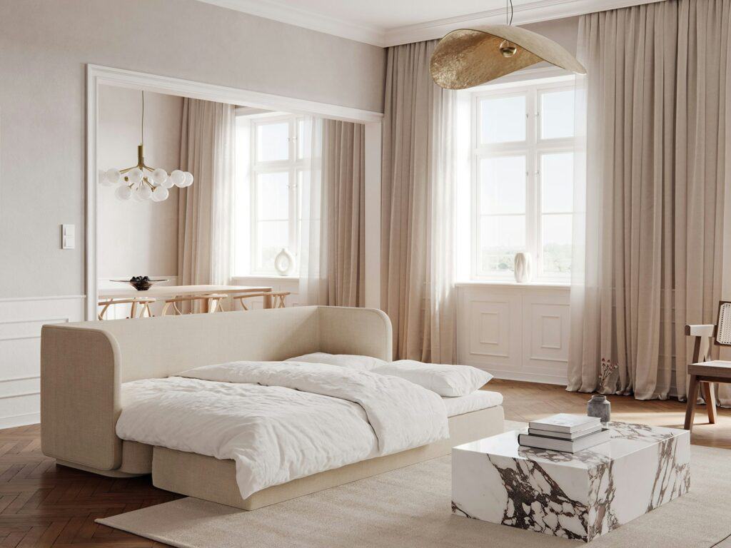 Bedre Nætter sovesofa - Classi Grain Beige Nat