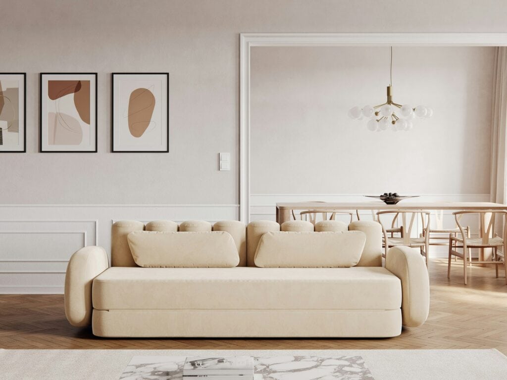 Bedre Nætter sovesofa - Deco Velvet Beige Dag