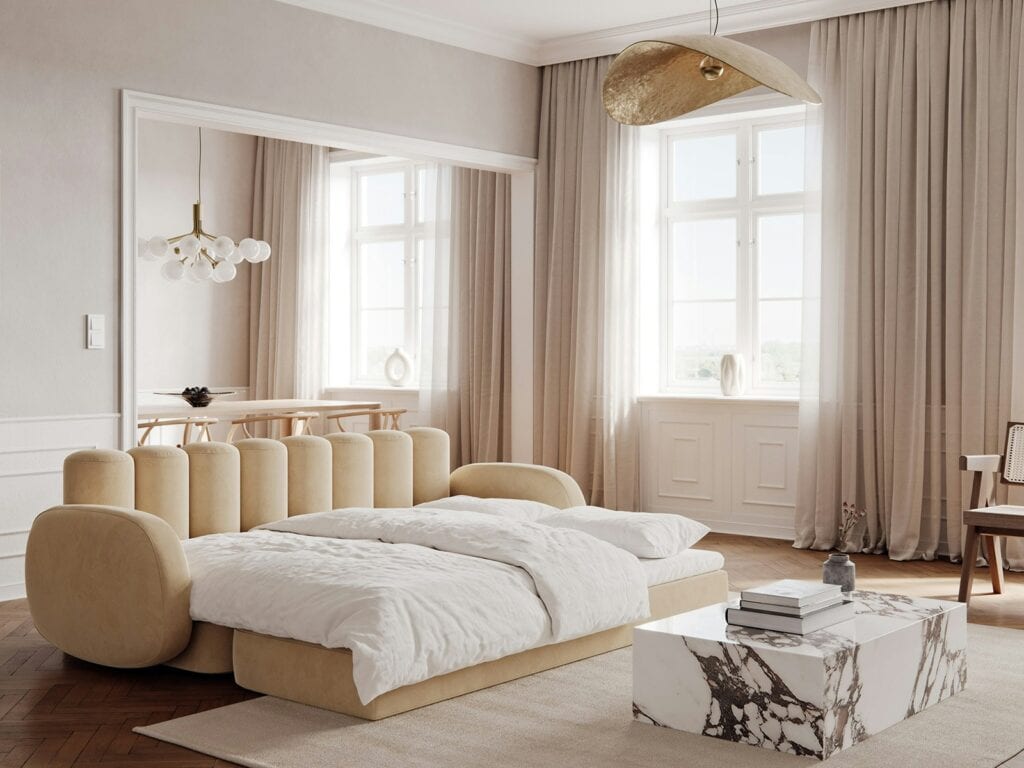 Bedre Nætter sovesofa - Deco Velvet Beige Nat