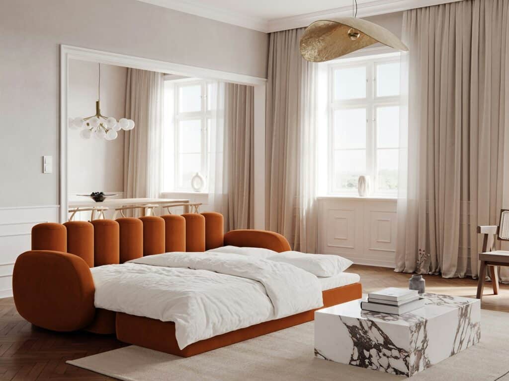 Bedre Nætter sovesofa - Deco Velvet Rust Nat