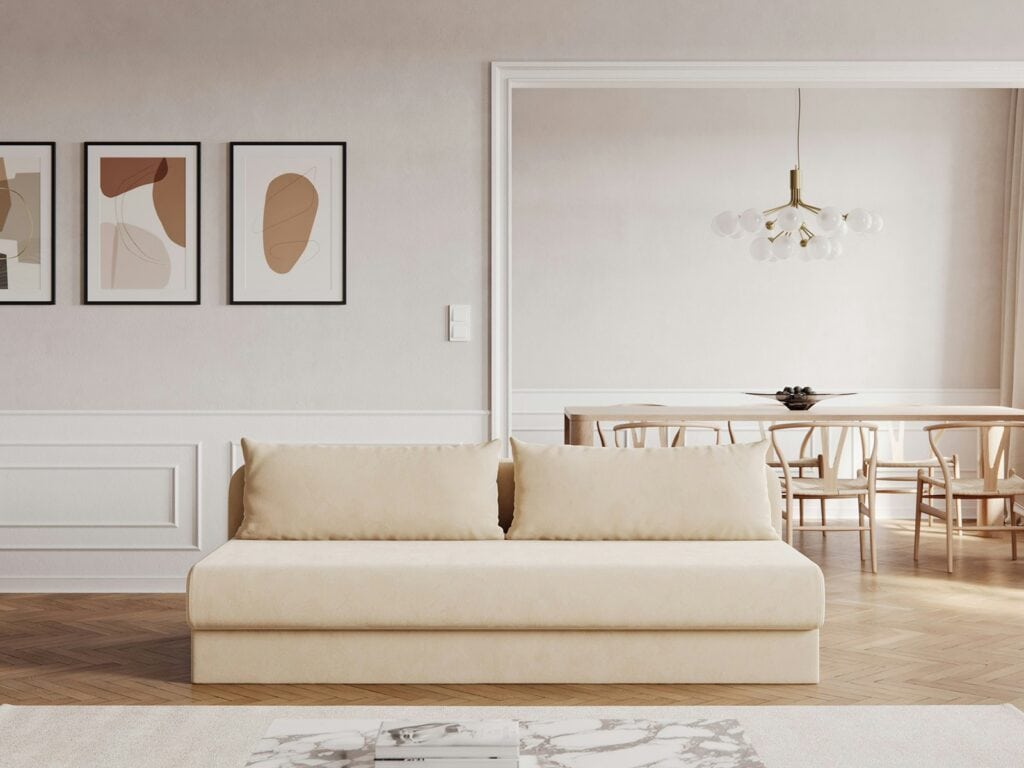 Bedre Nætter sovesofa - Mome Velvet Beige Dag